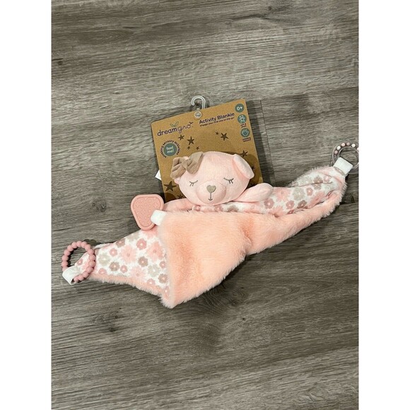 Dream Gro Buddy Activity Lovey Baby Security Blanket Pink Bear Embroidered New - Picture 3 of 5